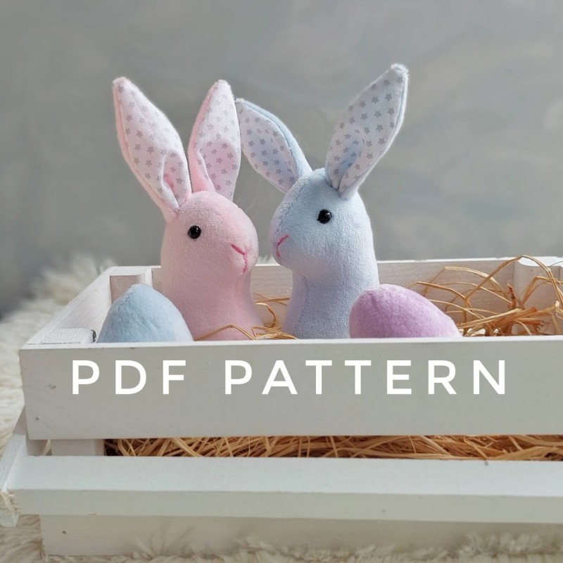2-in-1 Easter bunny and egg pdf pattern sewing pdf tutorial cute stuffed rabbit pattern easy pattern easter home decor peeps bunny decor