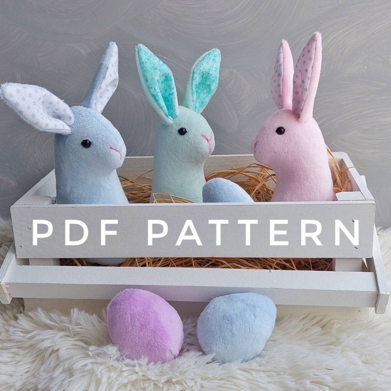2-in-1 Easter bunny and egg pdf pattern sewing pdf tutorial cute stuffed rabbit pattern easy pattern easter home decor peeps bunny decor