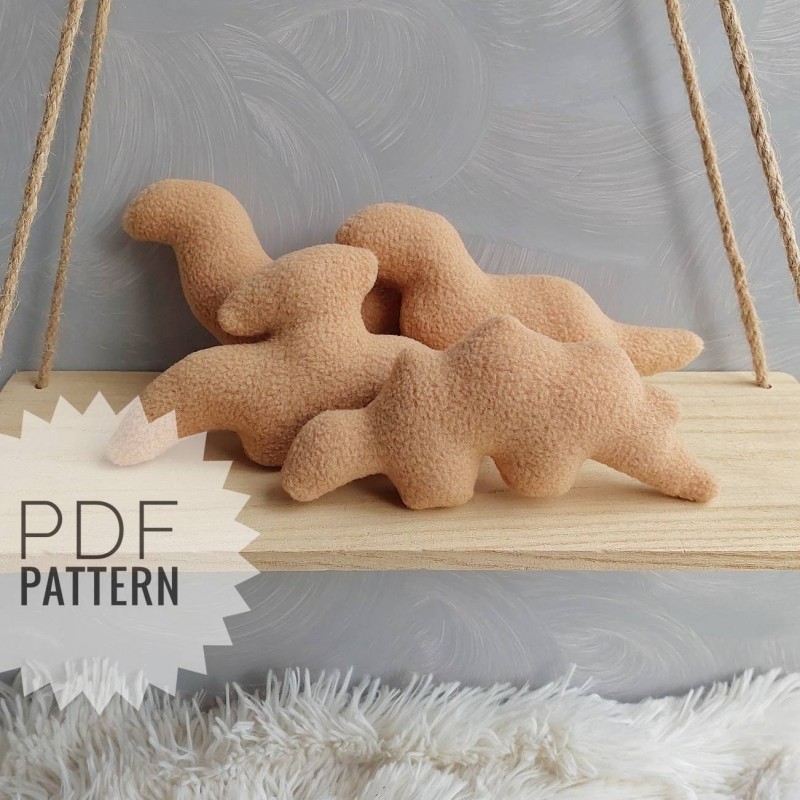 Easy Dino chicken nuggets Pdf pattern sewing tutorial cute stuffed dinosaur pattern dino gecor