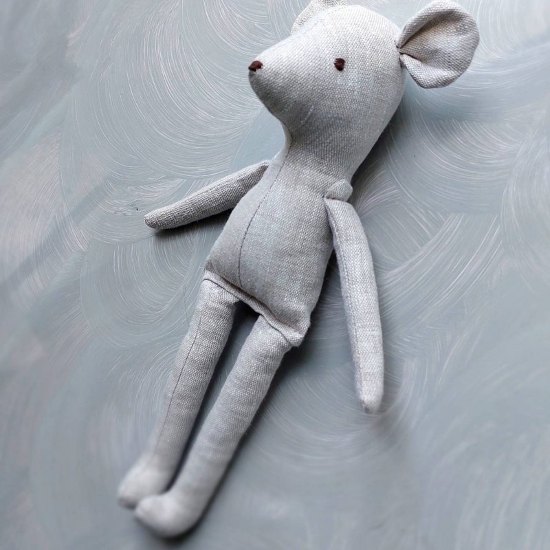 Mouse stuffed doll in romper 10" pattern and tutorial, mouse pattern, for baby, eco toy sewing pattern, stuffed animal pattern, easy pattern