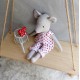 Mouse stuffed doll in romper 10" pattern and tutorial, mouse pattern, for baby, eco toy sewing pattern, stuffed animal pattern, easy pattern