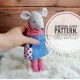 Mouse stuffed doll in romper 10" pattern and tutorial, mouse pattern, for baby, eco toy sewing pattern, stuffed animal pattern, easy pattern