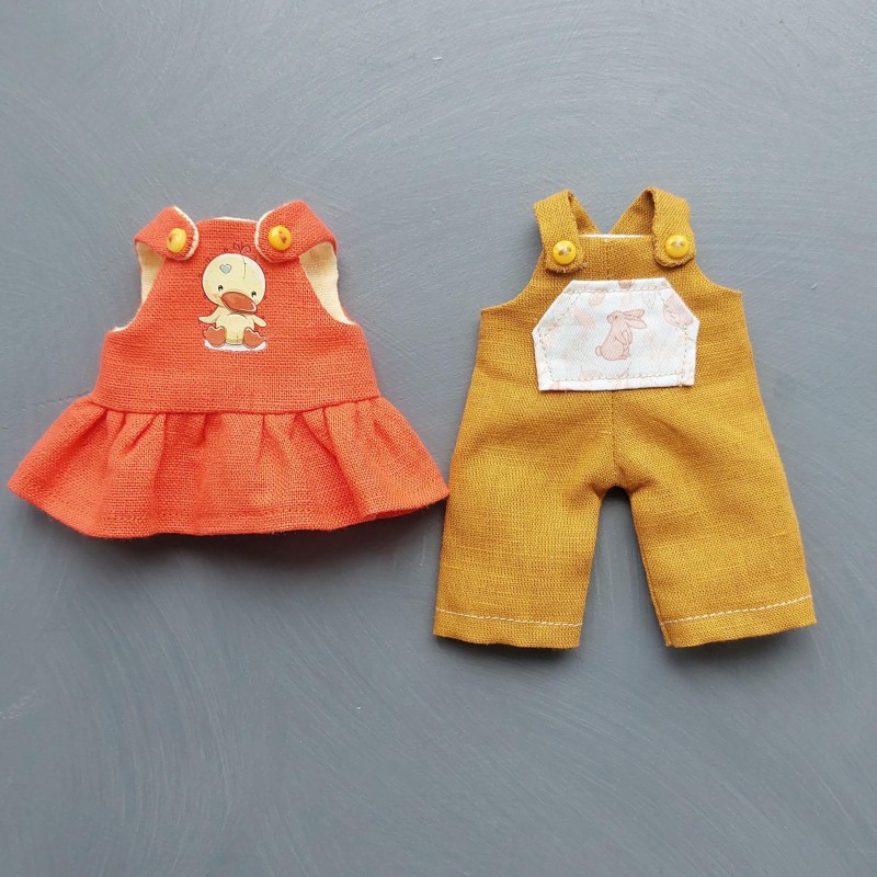 Dress and Jumpsuit for stuffed animal toy 6", pdf pattern and tutorial, mice clothes